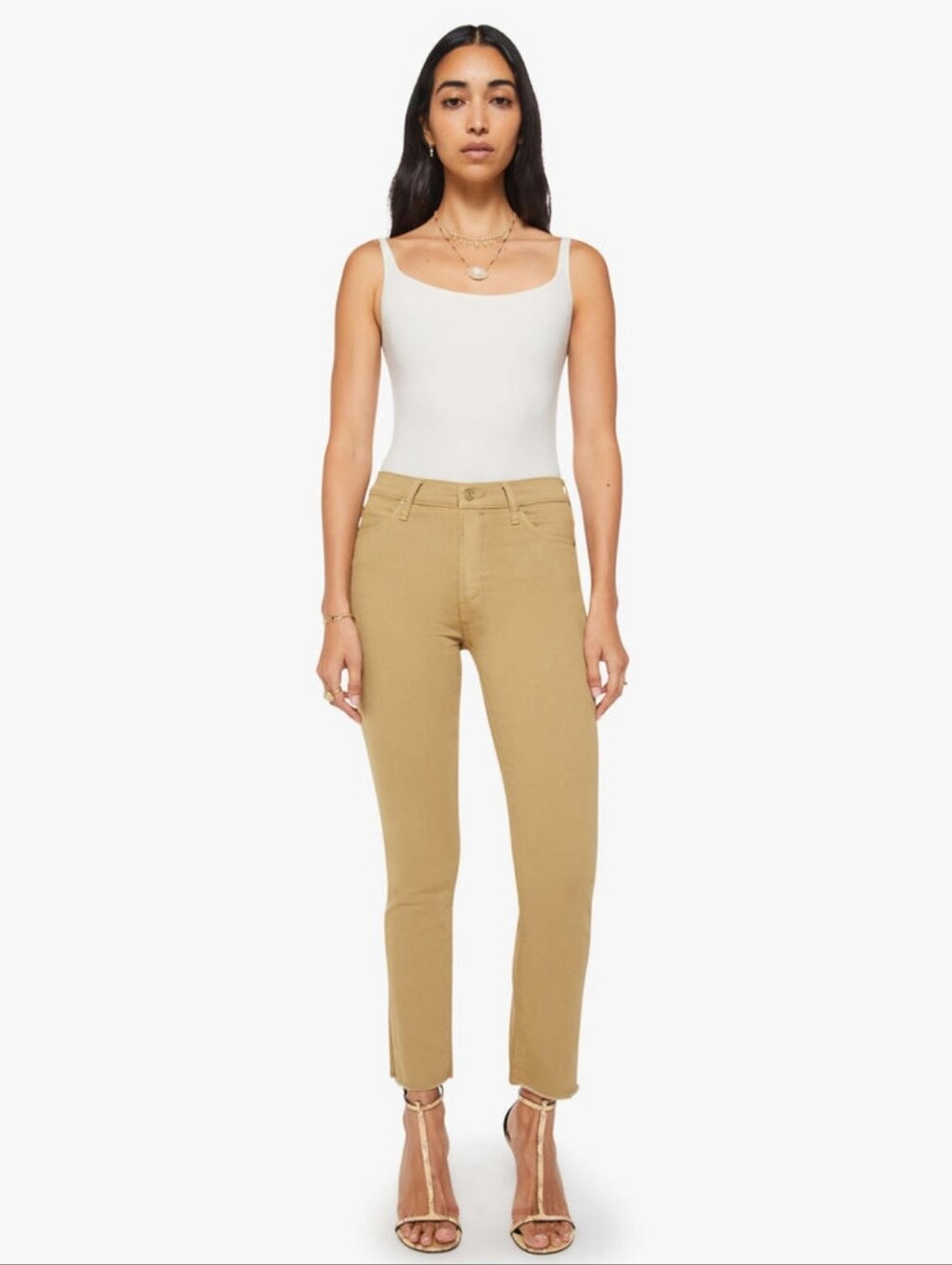 MOTHER Tan High-Rise Straight Jeans size 27 like new